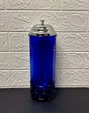 Vintage Colbalt Blue Barbicide Disinfectant Glass Barber Jar picture