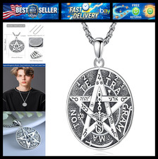 Wasee Seal of Seven Archangels/Tetragrammaton Pendant Necklace for Men 925 Sterl picture