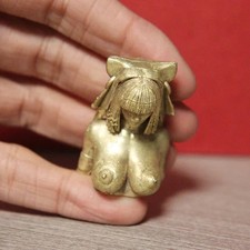 Golden Brass Beauty Girl Statue Sexy Beauty Figurines Miniatures Body Art Decor picture