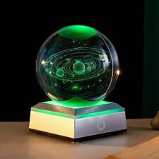 3D Solar System Crystal Ball with Laser Engraved Planets and LED Light Base picture
