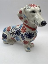 Andy Unikat Dog Figurine Dachshund Polish Pottery Handpainted 9” picture