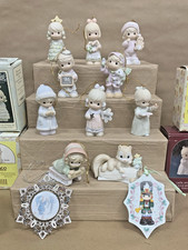 Vintage 1990's Precious Moments Figurine Ornament 12pc Lot Christmas Holiday picture