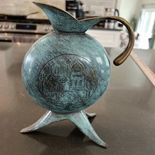 Vintage Pal-Bell, Israel 3 Footed Metal Pitcher MCM picture