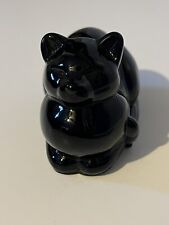 Vintage Black Art Glass Sitting Cat Figurine/Paperweight picture