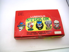 BOX VINTAGE LUMINOUS STICK ON TATTOOS SELF STICK ATTACH TO CLOTHES, LETTERS, picture