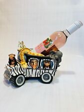 Vintage Rare Ceramic Kooky Safari Jungle Animals Jeep Wine/Bottle Holder Stand picture