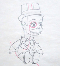 1938 CHARLIE McCARTHY ventriloquist Walt Disney ORIGINAL PRODUCTION cel DRAWING picture