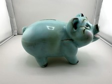 Vintage A.N. Merchandise Mart Chicago Blue Plastic Pig Piggy Bank picture
