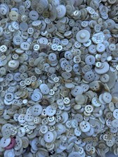 1lb Scoop White Buttons Mix Mother of Pearl Shell Craft Sewing Cottagecore picture