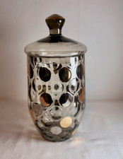 VTG Czechoslovakia Bohemia Crystal Biscuit/CandyJar Gold/Silver Dots.  MCM picture