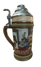 Vintage A.J. Thewalt 1271 Tavern Scene Beer Stein Cesare Cardinale Pewter Lid picture