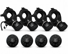 SafeGuardian 4 Gas Masks + 4 Premium 40mm Filters Full Face Respirator Survival picture
