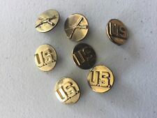 Lot of 7 US Infantry Collar Disc Pins 2 Crossed Rifles 5 US Brass picture