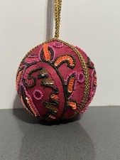 Retired Jim Marvin x Winward Handmade Pink Beaded Ornament 4.25” picture