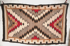 Antique Navajo Rug LARGE Native American Crystal Eye Dazzler 63x41 Weaving VTG picture