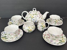 Queen's Country Meadow China 12 Piece Tea Set Teapot Creamer Sugar Cups For 4 picture