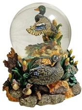 Vintage 1999 Westland Mallard Duck Musical Snow Globe #5622 Evergreen Working picture