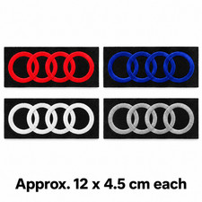 Audi Rings Embroidered Sew On Felt Patch Badge Red Blue White Silver 12x4.5cm picture