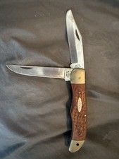 Vintage Case XX 6265 SAB Folding Hunter Knife 9 Dots 1971 Wood Brown Read picture