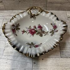 Moss Rose Dish #28/6M Scalloped Gold Rim w/ Handle 9x8.5” Vintage Japan picture