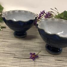 Mino Ware Mishin Kiln Goth-Rolled Linker Elevated Small Bowl 2 Pieces picture