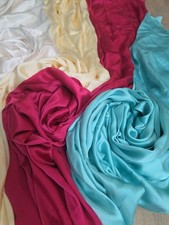 VTG 100% Silk Charmeuse Fabric Lot 4 Pieces Fuchsia Yellow Mint White 43