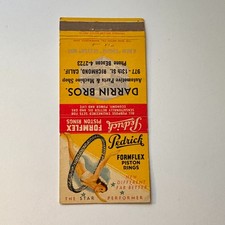 Pedrick's Formflex Piston Rings Richmond CA Vintage Matchbook Cover 5M28-4 picture