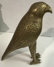 MCM Brass Hawk Falcon Bird Figurine 7” picture