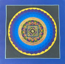 QT Om Vajra Chakra Mantra Thangka, 100% Hand Painting on Cotton Cloth Canvas picture