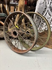 2 Antique Curtiss Jenny 1918 Airplane Metal Wheels JN-4 WWI Navy 19.5”x5” picture