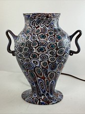 Antique Fratelli Toso Millefiori Lamp with Handles, Murano circa 1910 picture