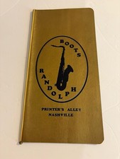 Boots Randolph Printers Alley Nashville Vintage Menu Musician Blues Steak Crab picture