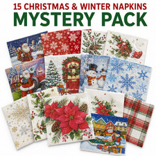 15 Christmas Winter Paper Napkins Mystery Pack Assorted Designs Decoupage Crafts picture