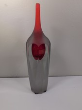 Vintage Murano Art Glass Red Sommerso Style Vase 14 In picture