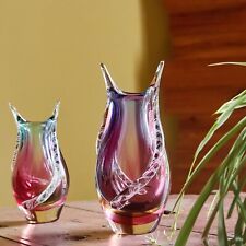 10.5 inches  tall Hand Blown Sommerso Art Glass Teardrop Vase  picture