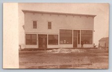 Store Front, Snow Pile in Street, Real Photo, RPPC, Vintage Postcard picture