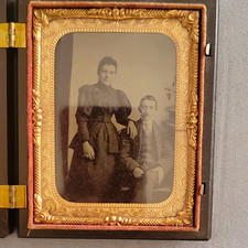 Antique 1857 Quarter Plate Union Case Sir Roger de Coverly Gypsies Tintype Photo picture