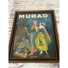 Vintage Murad Turkish Cigarettes Framed Advertisement Print Art Nouveau Decor picture
