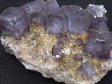 Iridescent Yaogangxian Fluorite Cubes with Citrine Quartz and Dolomite picture
