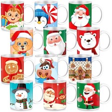 Tioncy 12 Pcs Christmas Coffee Mugs Set 11 oz Ceramic Christmas Mugs with Han... picture