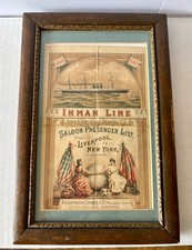 Antique Original Inman Line Saloon Passenger List Liverpool to NY Lithograph picture