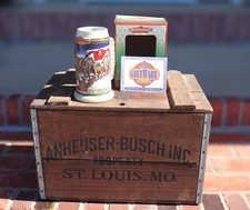 Vintage Budweiser 1876-1976 Centennial Wood Crate + 1998 Holiday Stein Box COA picture