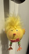 Pier 1 One VINTAGE CHICK  Ornament Bead Legs Bow Easter Spring Glittr VRARE VGUC picture