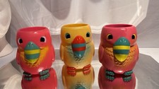 3 Vintage 90s TGI Fridays Parrot Toucan Bird Barware Straw Holders HTF EUC Bar picture