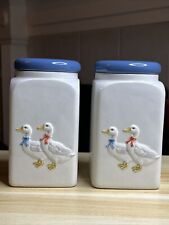 Otagiri Ceramic Kitchen Canister Set~Japan Ducks Geese 7 1/4” Tall Set of (2) picture