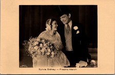 1932 Sylvia Sidney Fredric March Wedding Photo Postcard Ross Verlag RPPC picture