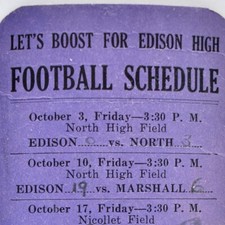 1925 Football Schedule Thomas Edison Marshall Roosevelt High School Minneapolis picture