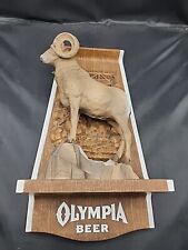Nice Vintage Olympia Beer Ram 3D Wildlife Series 1970's Plaque Sign 16 x 9” picture