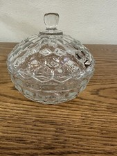 Vintage Fostoria American Covered Candy Dish With Lid Clear Cubist Glass picture