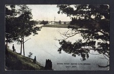 GALT Ontario 1907 Postcard; Grand River above CPR Bridge picture